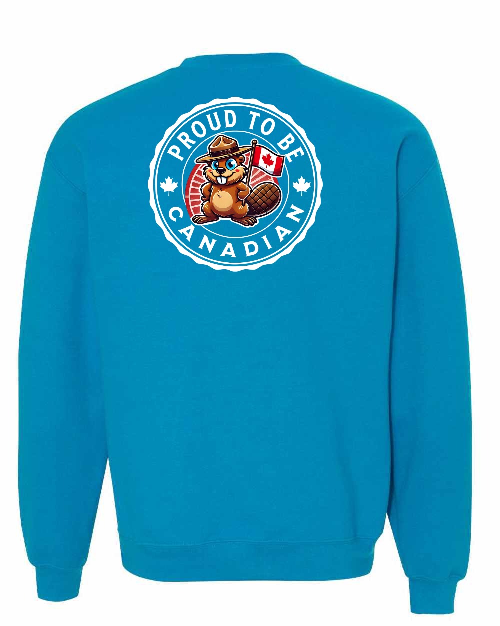 Proud to be Canadian Beaver Left Chest and Back Crewneck - Gildan Canada (sewn Internationally)