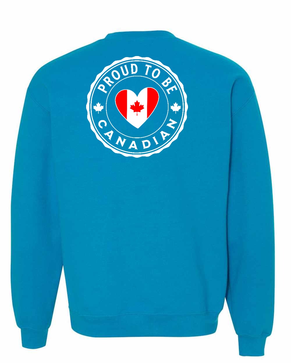 Proud to be Canadian Heart Flag Left Chest and Back Crewneck - Gildan Canada (sewn Internationally)