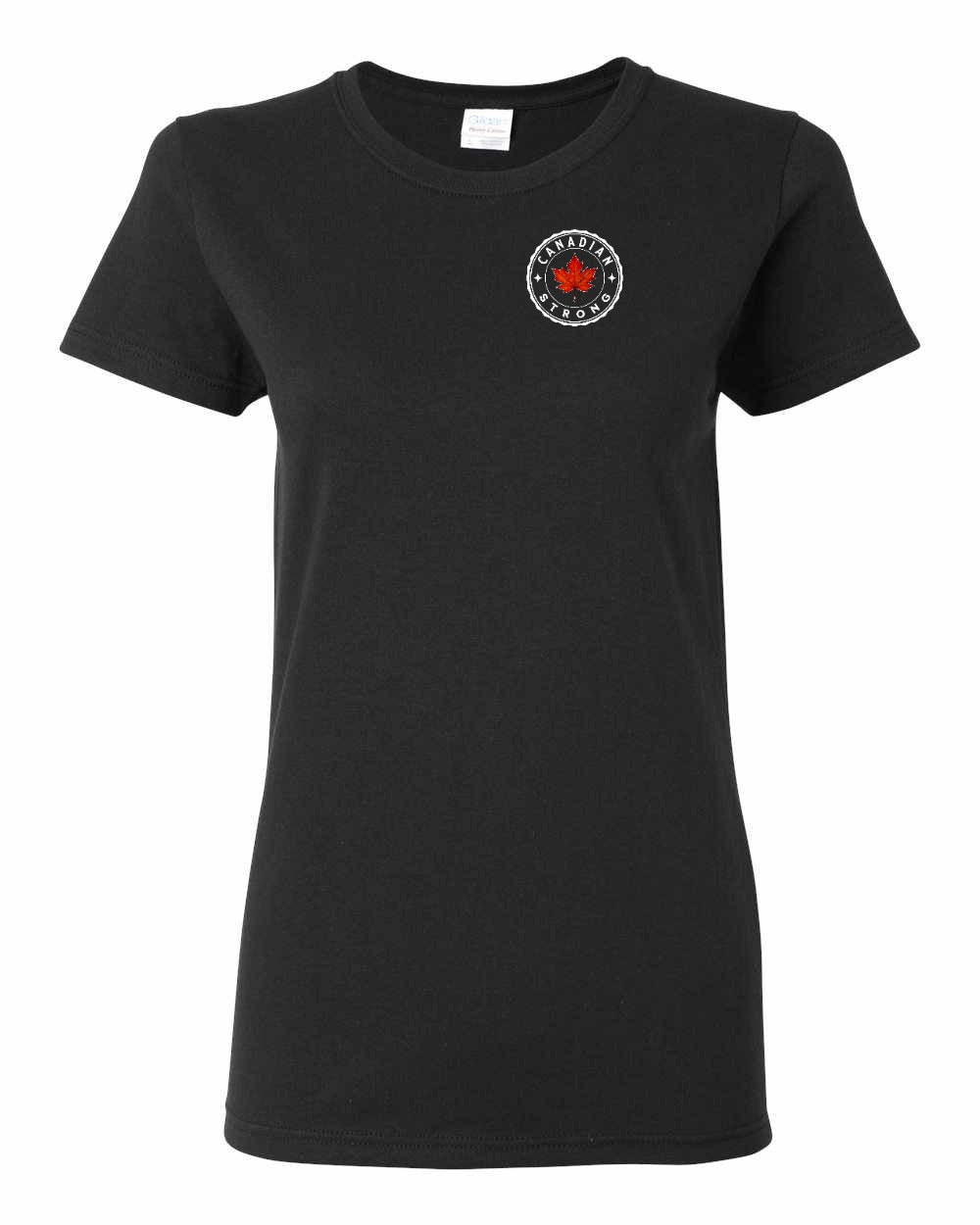 Canadian Strong Leaf Left Chest and Back Women's Tee - Gildan Canada (sewn Internationally)