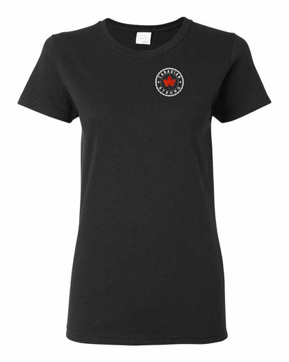 Canadian Strong Leaf Left Chest and Back Women's Tee - Gildan Canada (sewn Internationally)