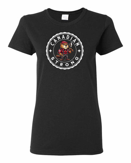 Canadian Strong Beaver Full Front Women's Tee - Gildan Canada (sewn Internationally)