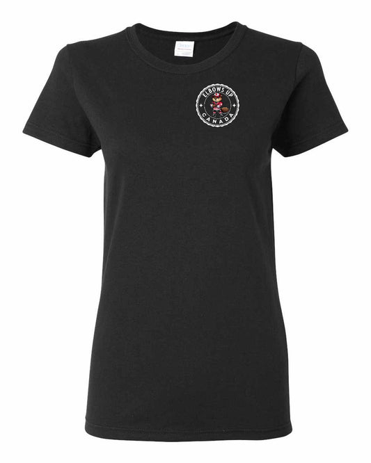 Elbows Up Beaver Left Chest Women's Tee - Gildan Canada (sewn Internationally)