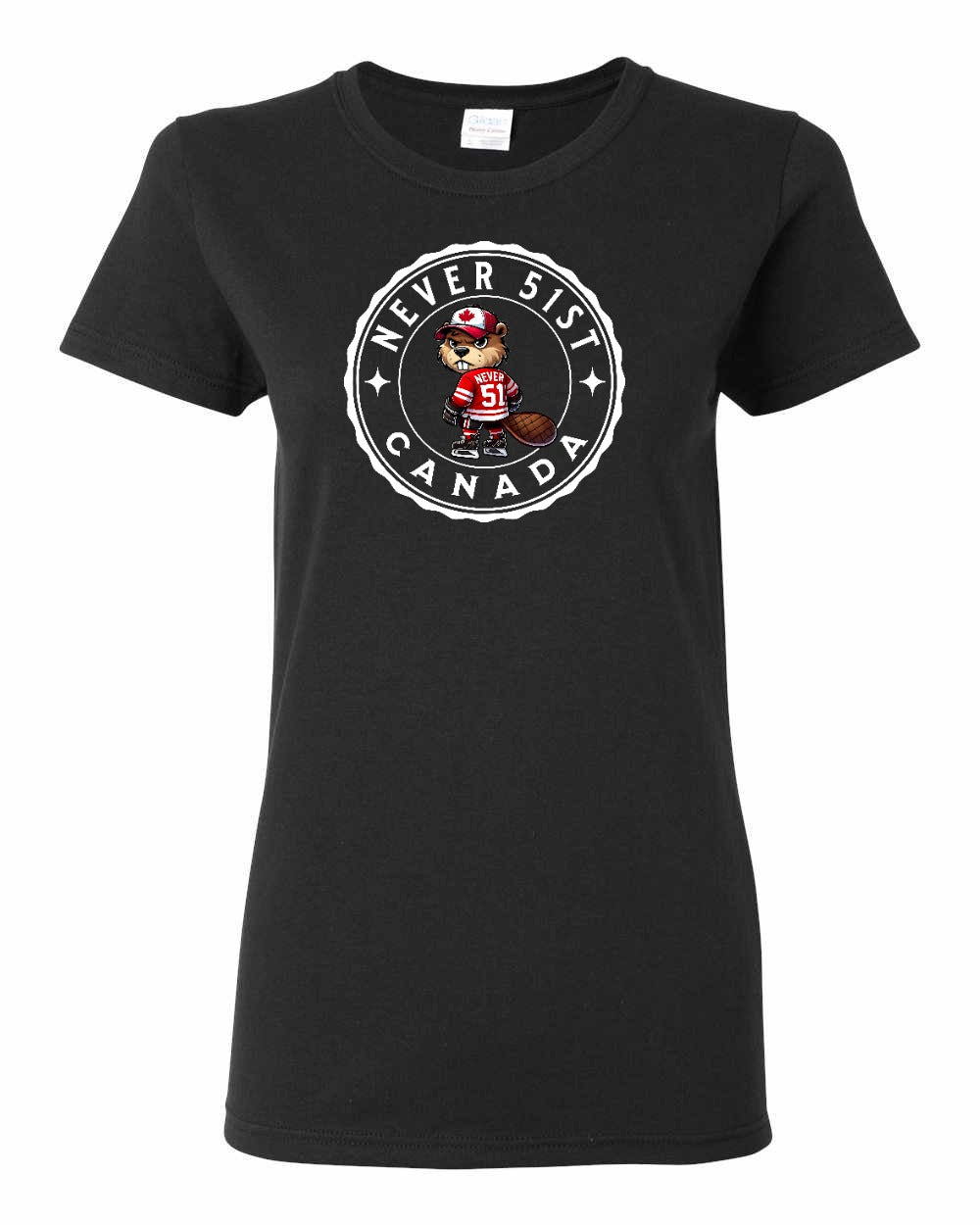 Never 51st Beaver Full Front Women's Tee - Gildan Canada (sewn Internationally)