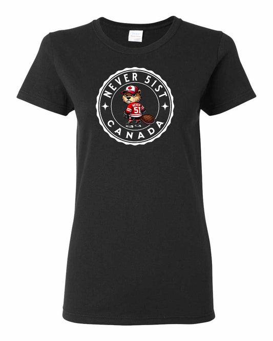 Never 51st Beaver Full Front Women's Tee - Gildan Canada (sewn Internationally)