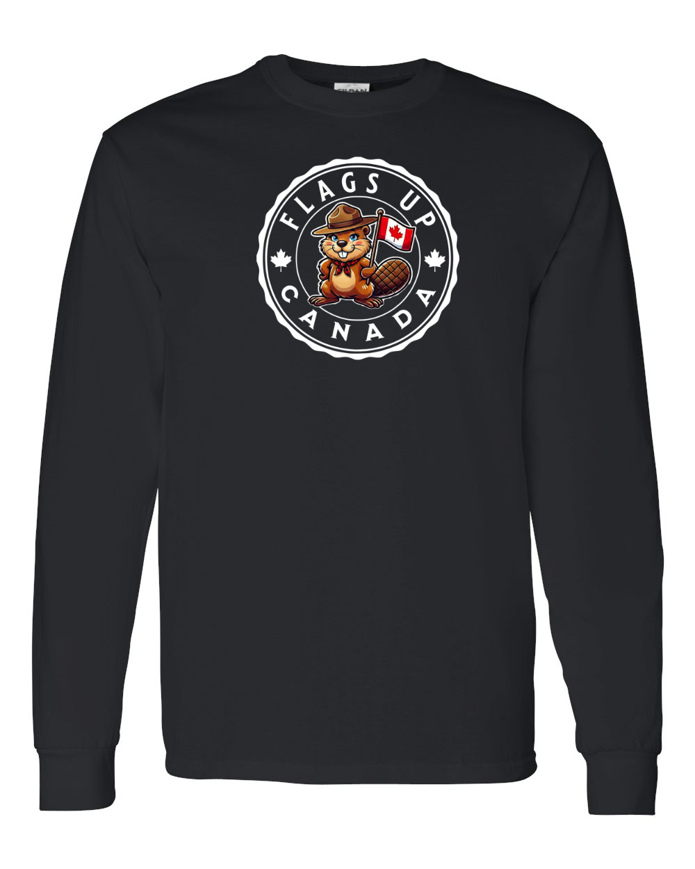 Flags Up Canada Female Beaver Full Long Sleeve Tee - Gildan Canada (sewn Internationally )