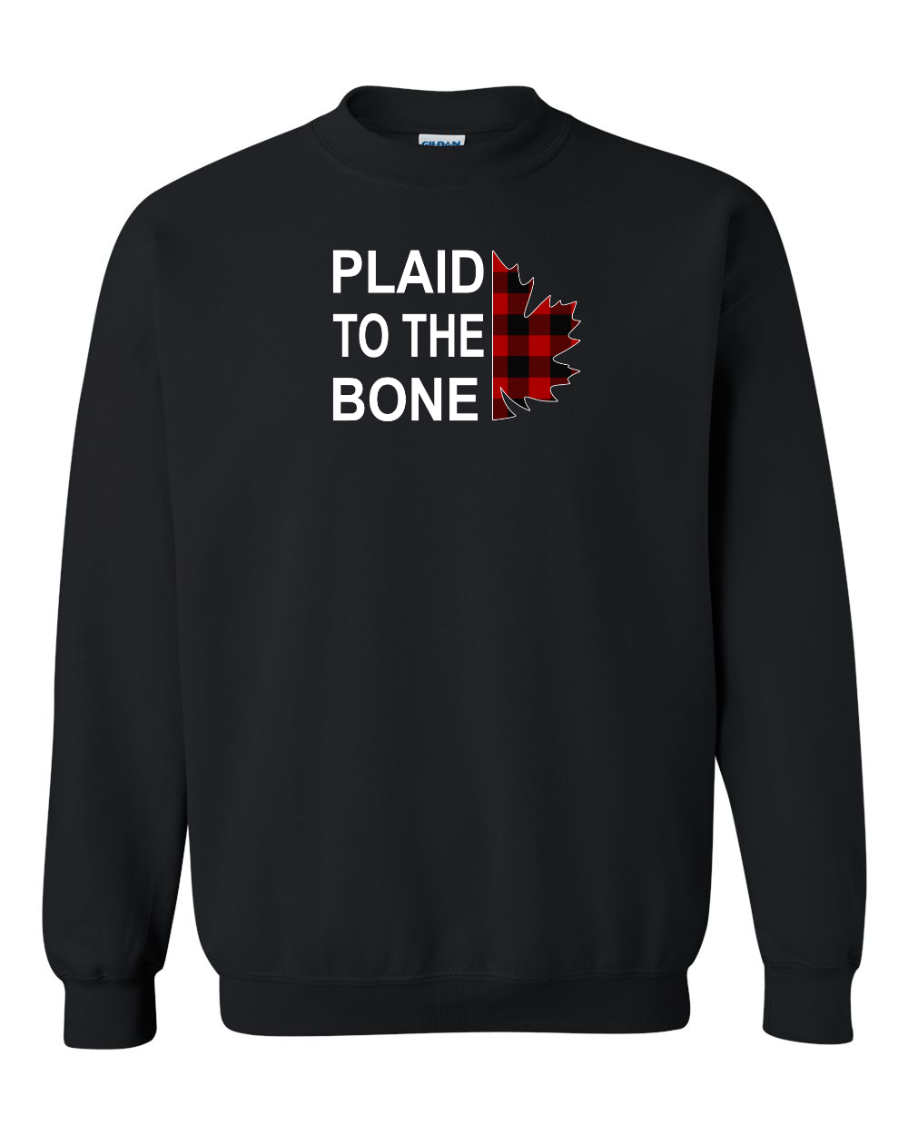 Plaid to the Bone Stacked Leaf Full Crewneck