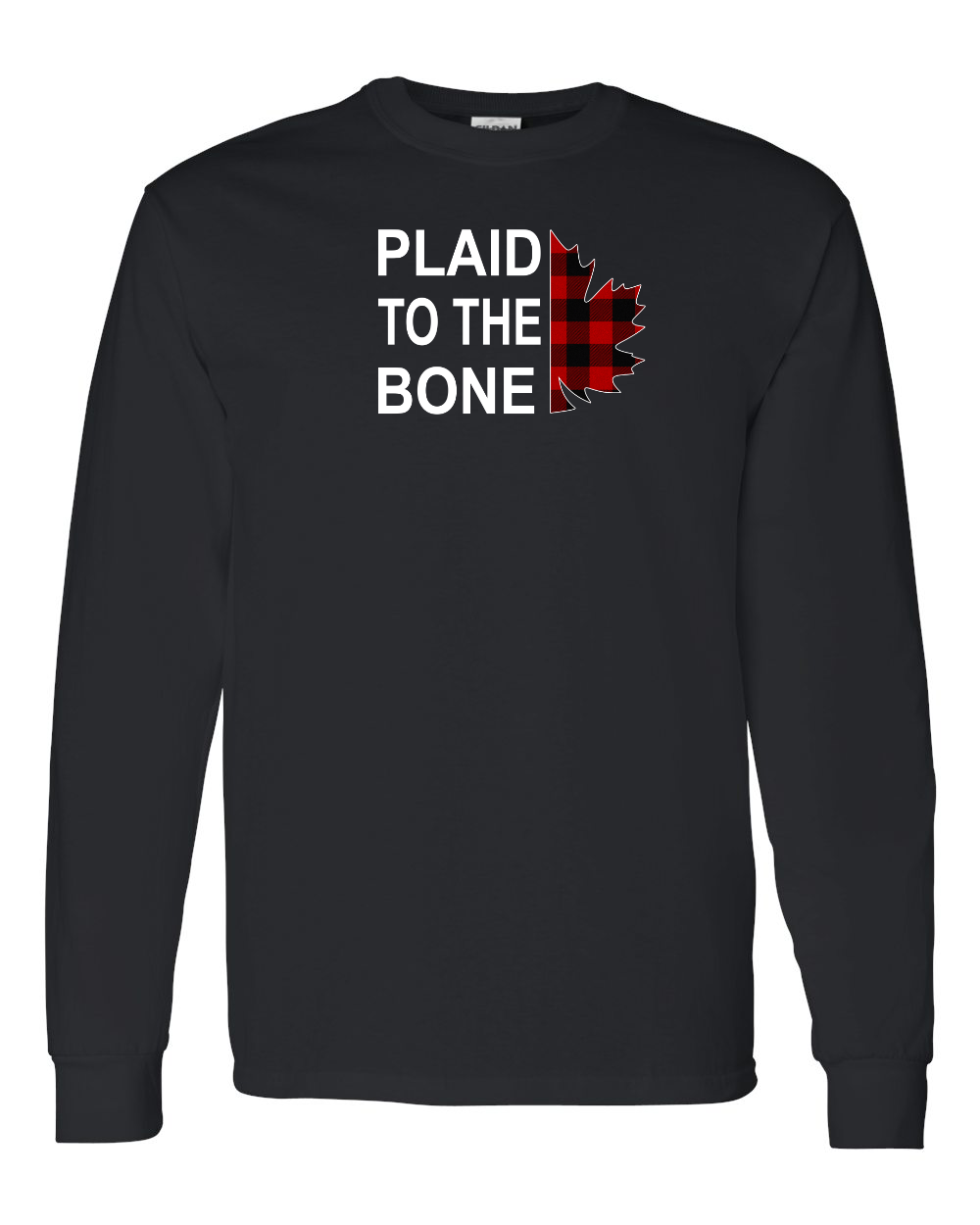 Plaid to the Bone Stacked Leaf Left Chest Long Sleeve