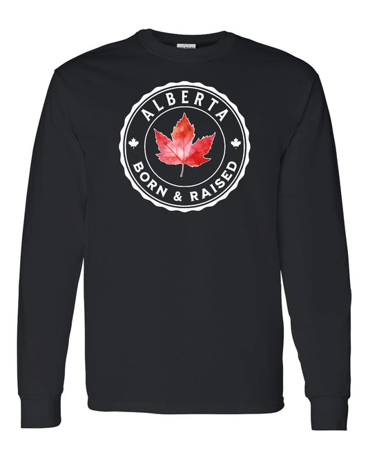 Born And Raised Alberta Full Long Sleeve - Gildan Canada (sewn Internationally)