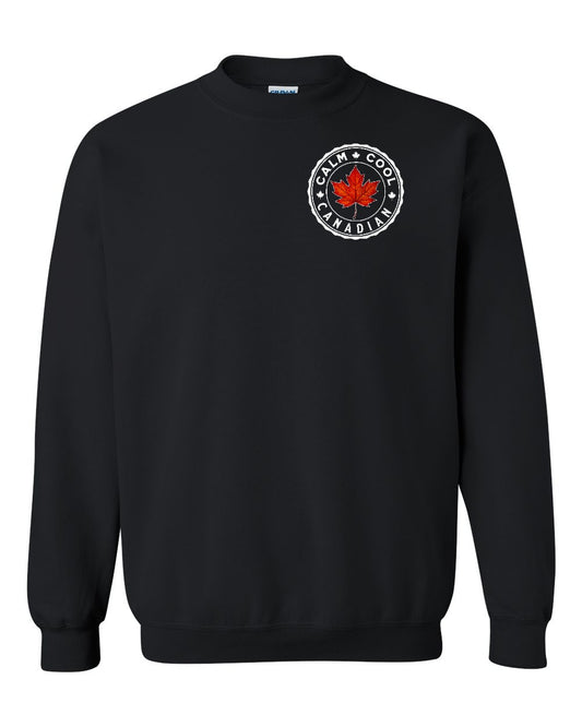 Calm Cool Canadian Leaf Left Chest and Back Crewneck - Gildan Canada (sewn Internationally)