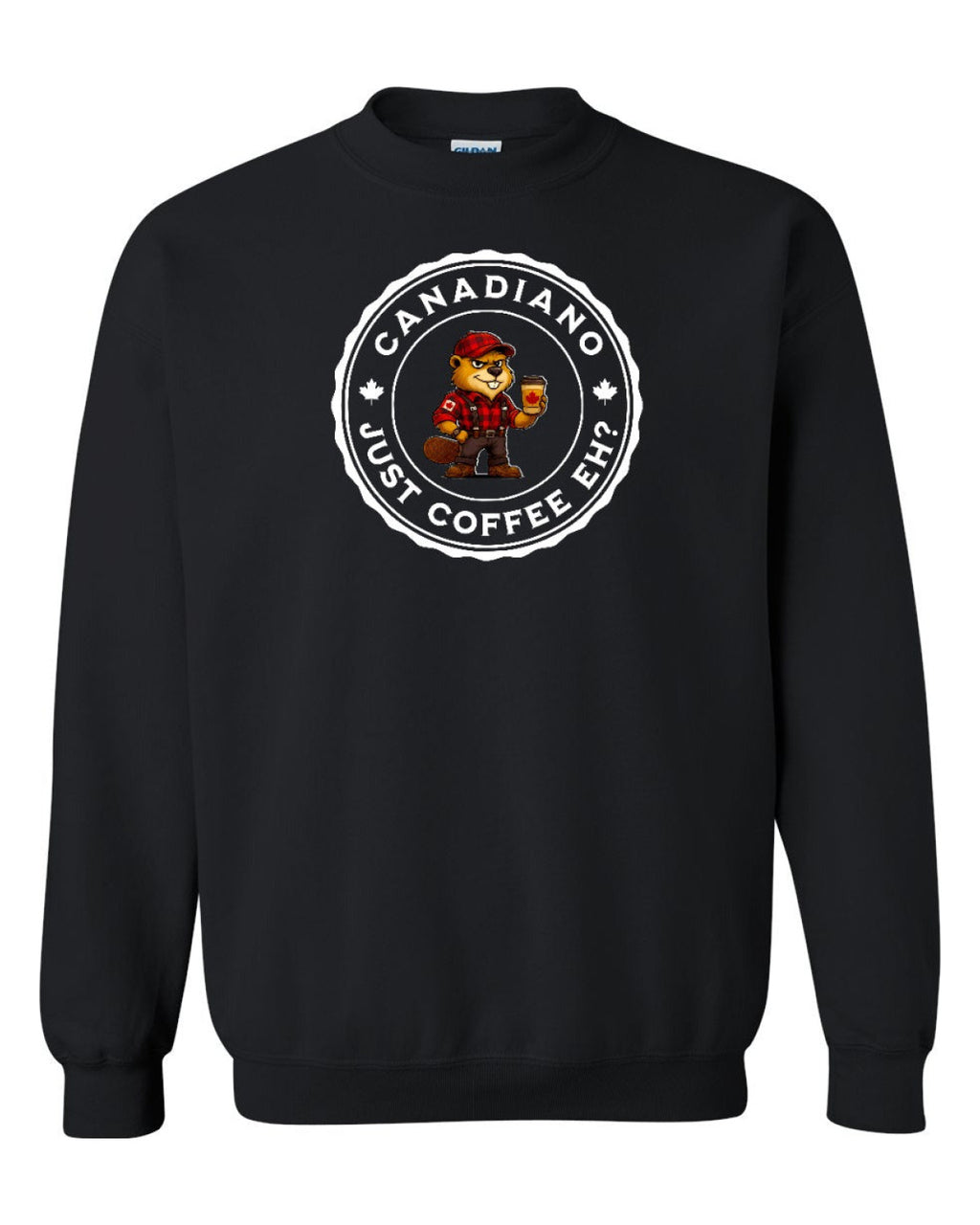 Canadiano just Coffee EH! Male Beaver Full Crewneck - Unisex