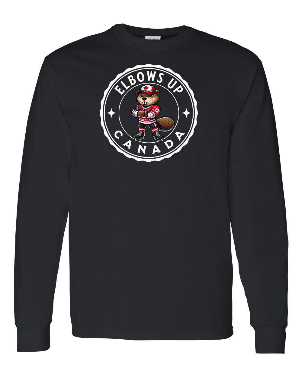 Elbows up Beaver Full Long Sleeve - Gildan Canada (sewn Internationally)