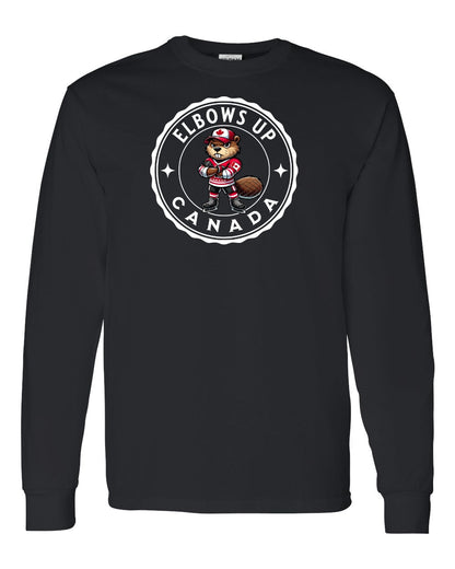 Elbows up Beaver Full Long Sleeve - Gildan Canada (sewn Internationally)