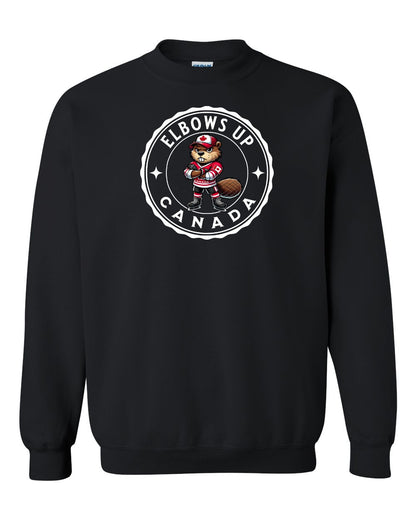 Elbows up Beaver Full Crewneck - Gildan Canada (sewn Internationally)