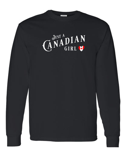 Just A Canadian Girl (Heart Flag Full) Full Long Sleeve - Gildan Canada (sewn Internationally)