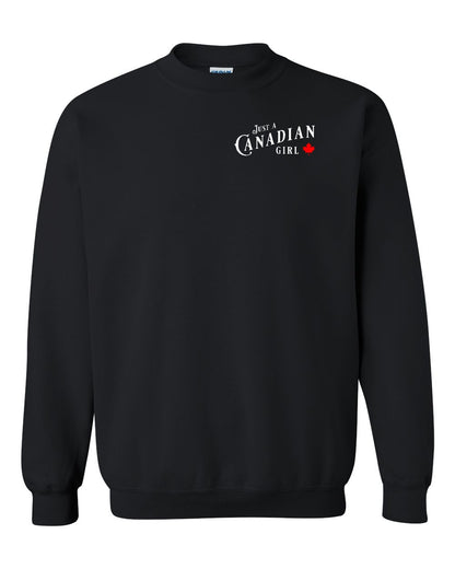 Just a canadian Girl Left Chest and Back Crewneck - Gildan Canada (sewn Internationally)