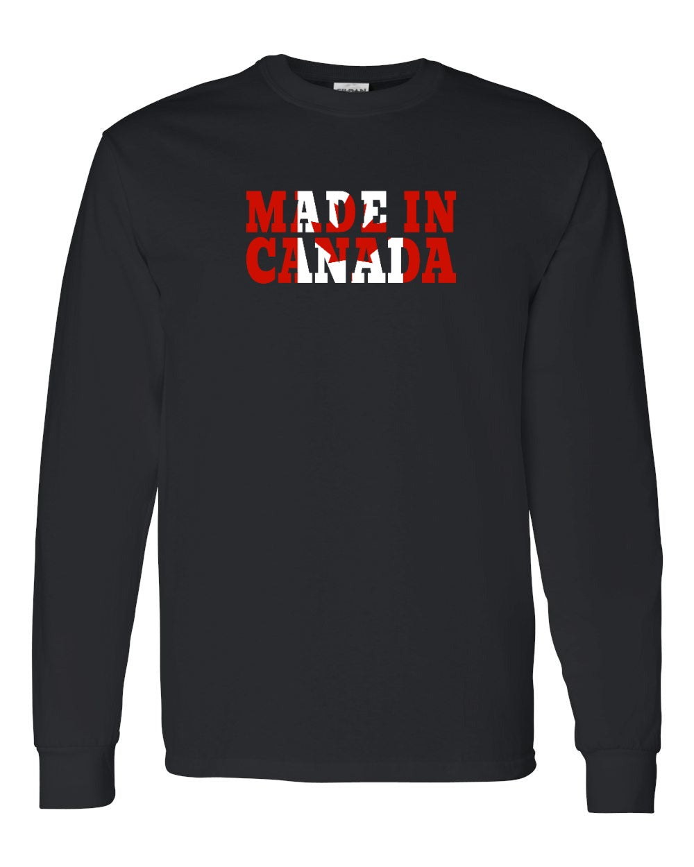 Made in Canada Flag Background Full Long Sleeve - Gildan Canada (sewn Internationally)