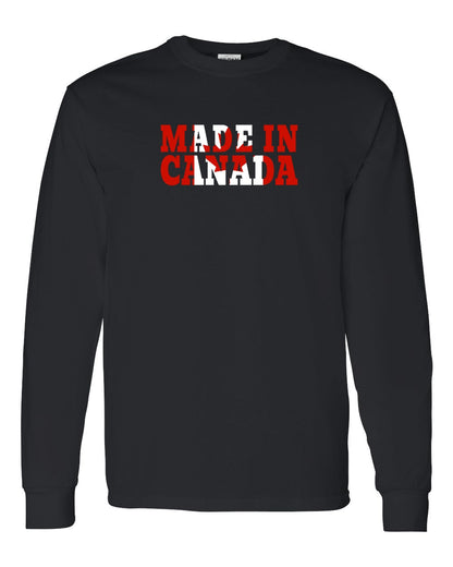 Made in Canada Flag Background Full Long Sleeve - Gildan Canada (sewn Internationally)