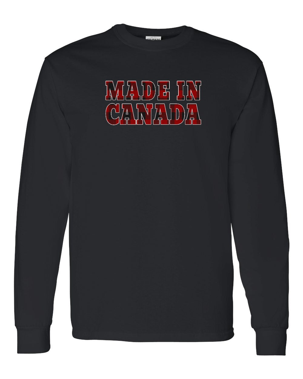 Made in Canada Plaid Background Full Long Sleeve - Gildan Canada (sewn Internationally)