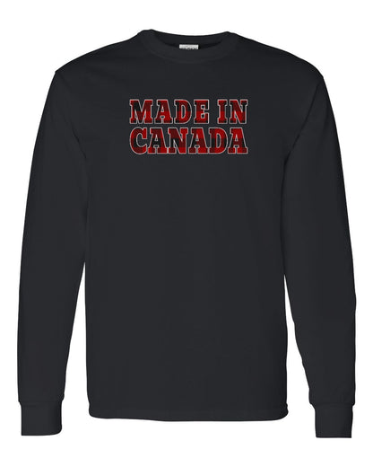 Made in Canada Plaid Background Full Long Sleeve - Gildan Canada (sewn Internationally)