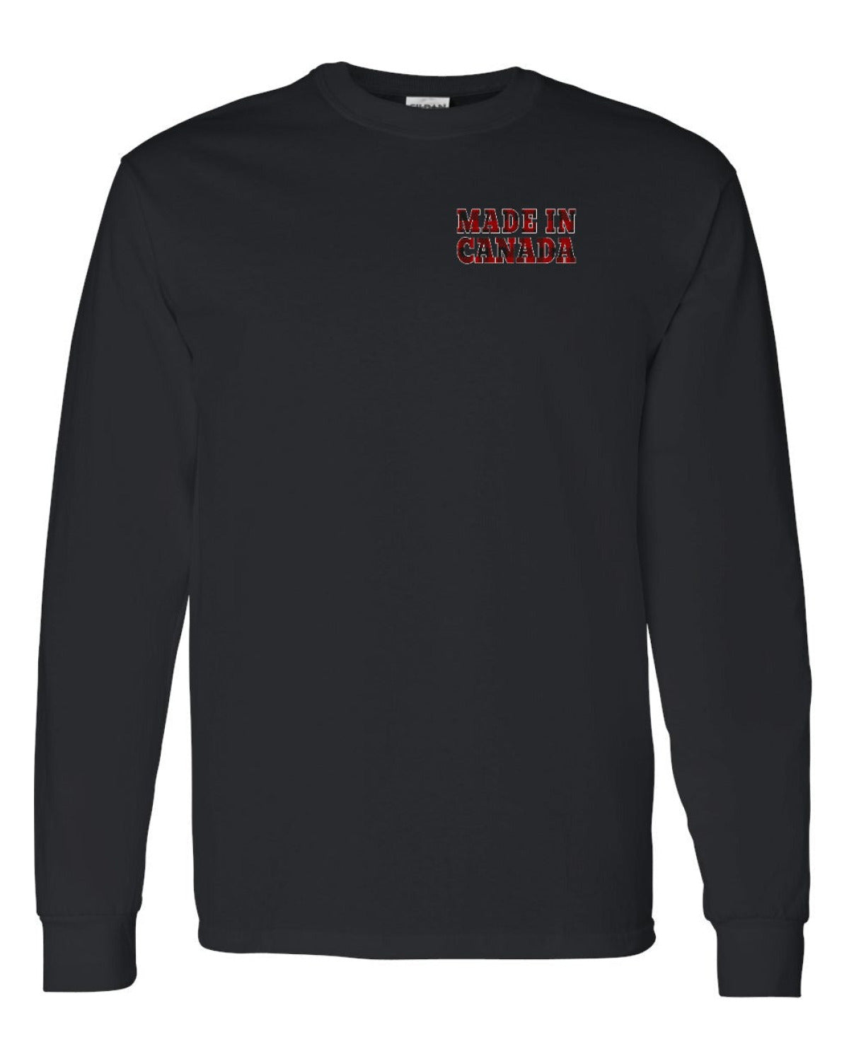 Made in Canada Plaid Background Left Chest Long Sleeve - Unisex