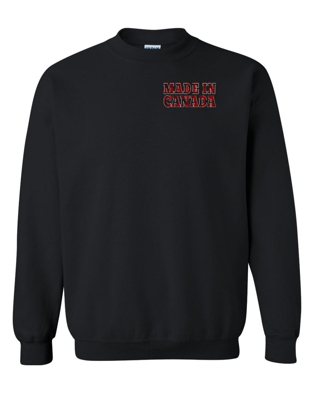 Made in Canada Plaid Background Left Chest Crewneck - Unisex