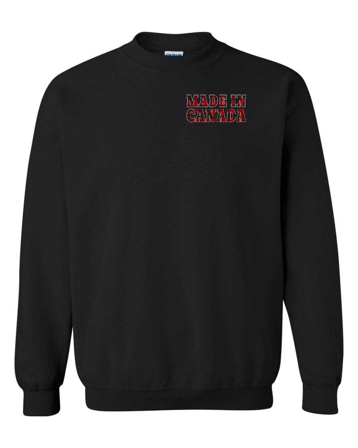 Made in Canada Plaid Background Left Chest Crewneck - Unisex