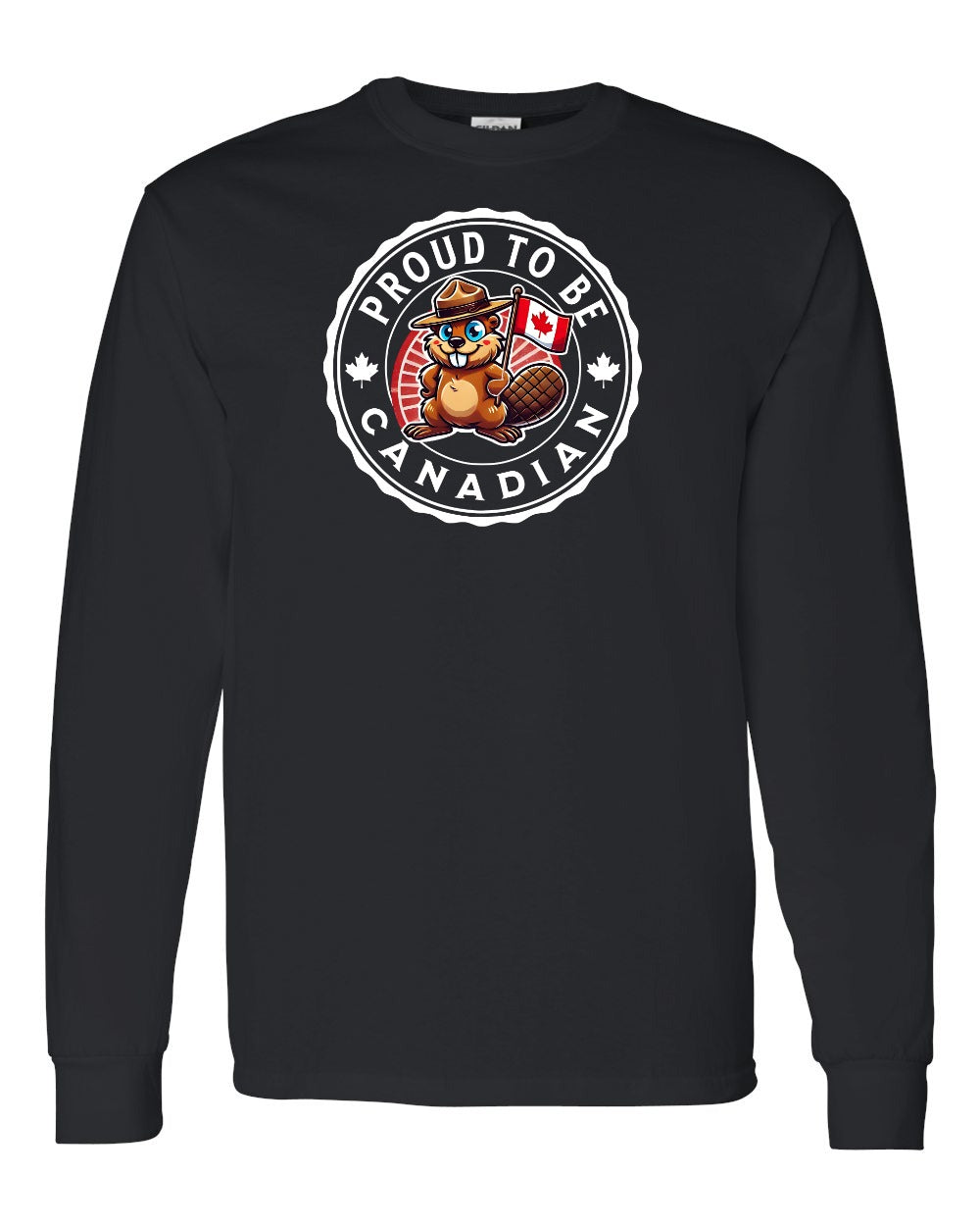 Proud to be Canadian Beaver Full Long Sleeve - Gildan Canada (sewn Internationally)