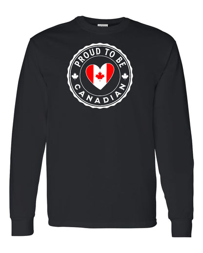 Proud to be Canadian Heart Flag Full Long Sleeve - Gildan Canada (sewn Internationally)