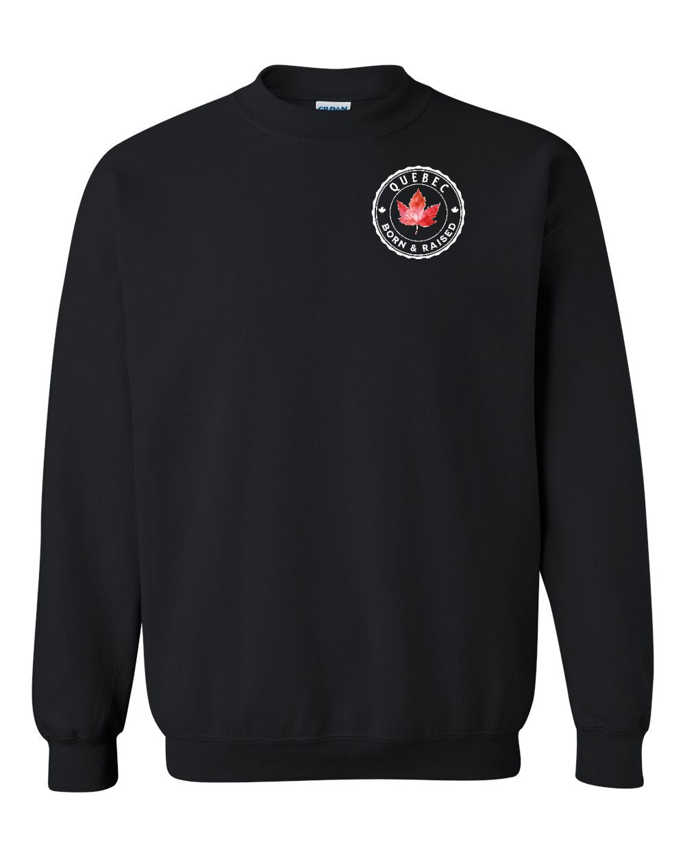 Born and Raised Quebec Left Chest and Back Crewneck - Gildan Canada (sewn Internationally)