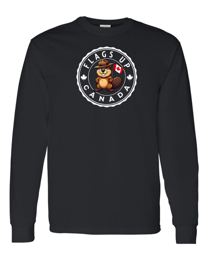 Flags Up Canada Male Beaver Version Full Long Sleeve Tee - Gildan Canada (sewn Internationally )
