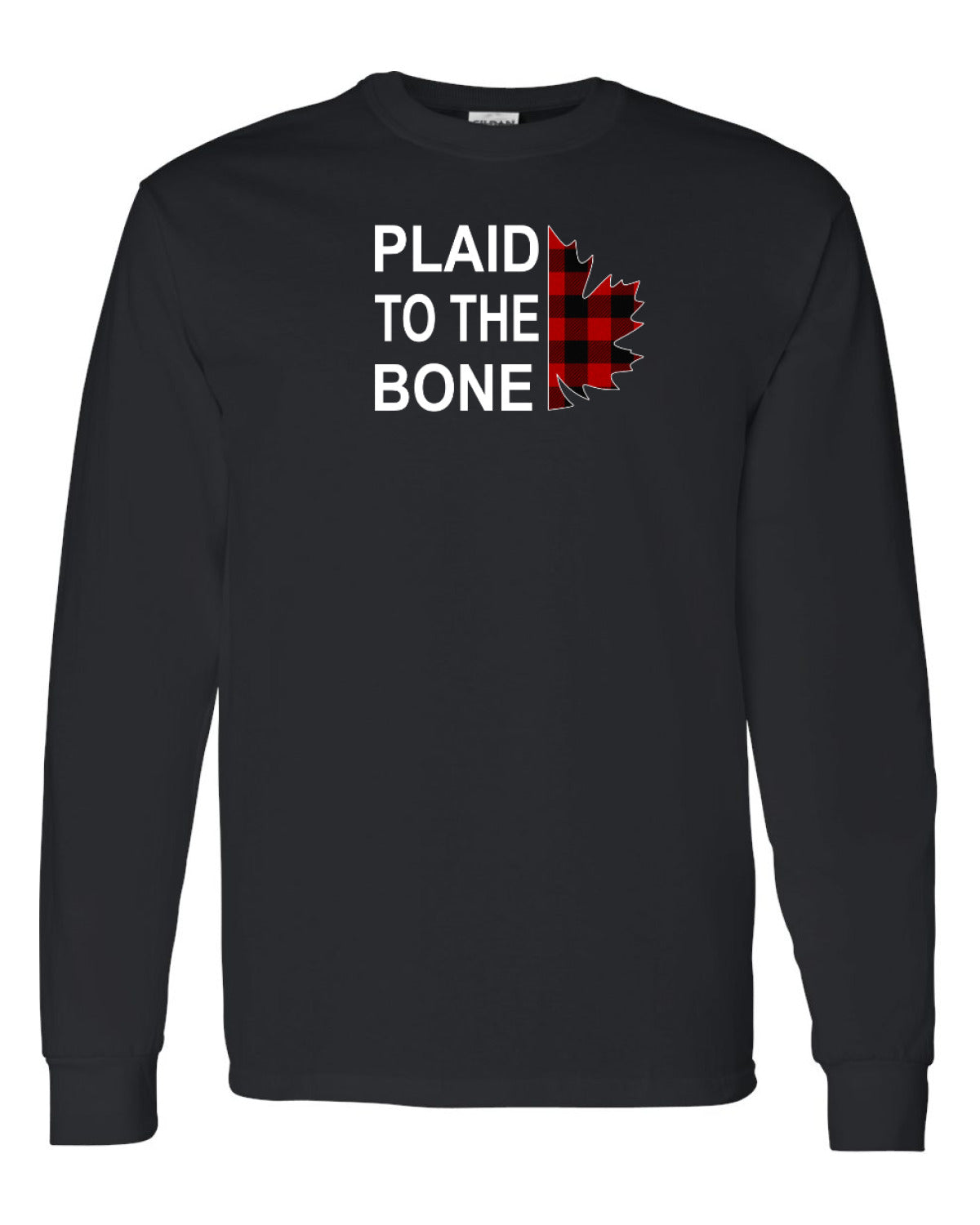 Plaid to the Bone Stacked Leaf Left Chest Long Sleeve - Unisex