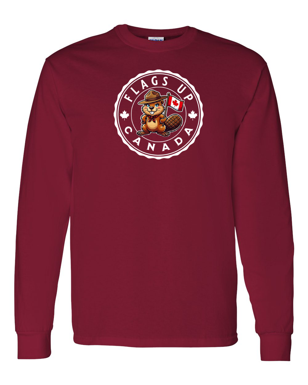 Flags Up Canada Female Beaver Full Long Sleeve Tee - Gildan Canada (sewn Internationally )