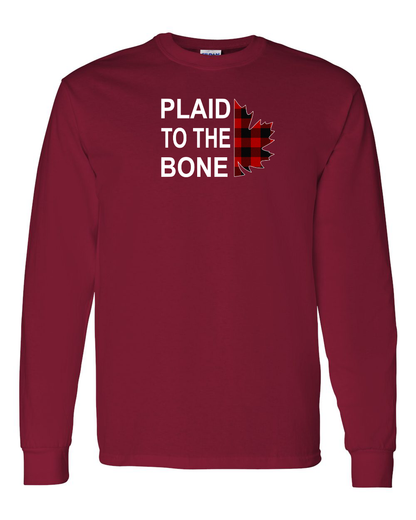 Plaid to the Bone Stacked Leaf Left Chest Long Sleeve
