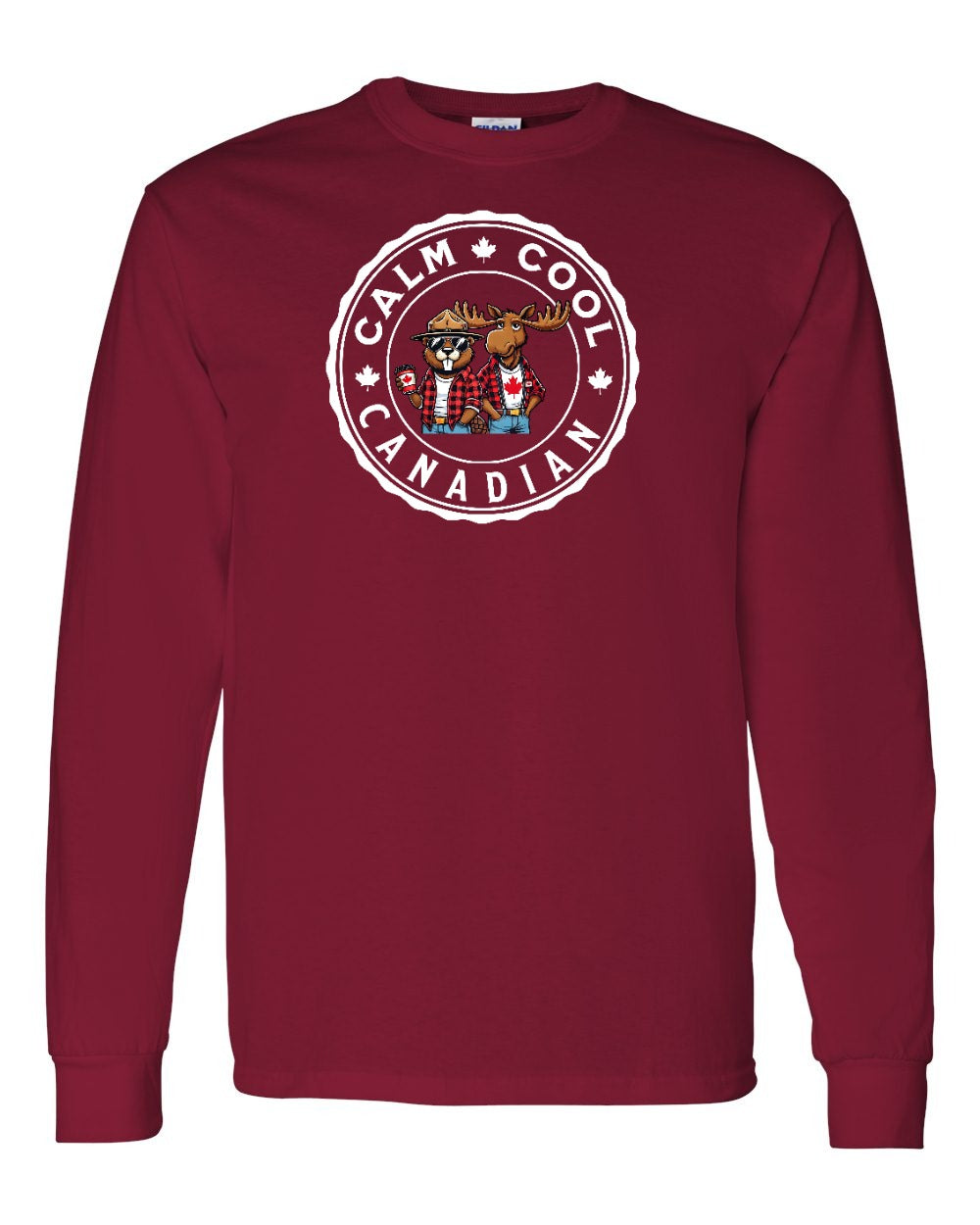 Calm Cool Moose and Beaver Full Long Sleeve - Gildan Canada (sewn Internationally)