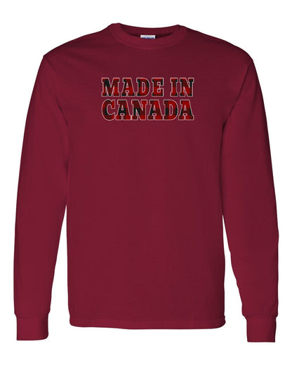 Made in Canada Plaid Background Full Long Sleeve - Gildan Canada (sewn Internationally)