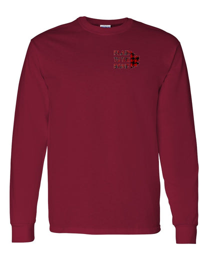 Plaid to the Bone Stacked Leaf Left Chest and Back Long Sleeve - Gildan Canada (sewn Internationally)