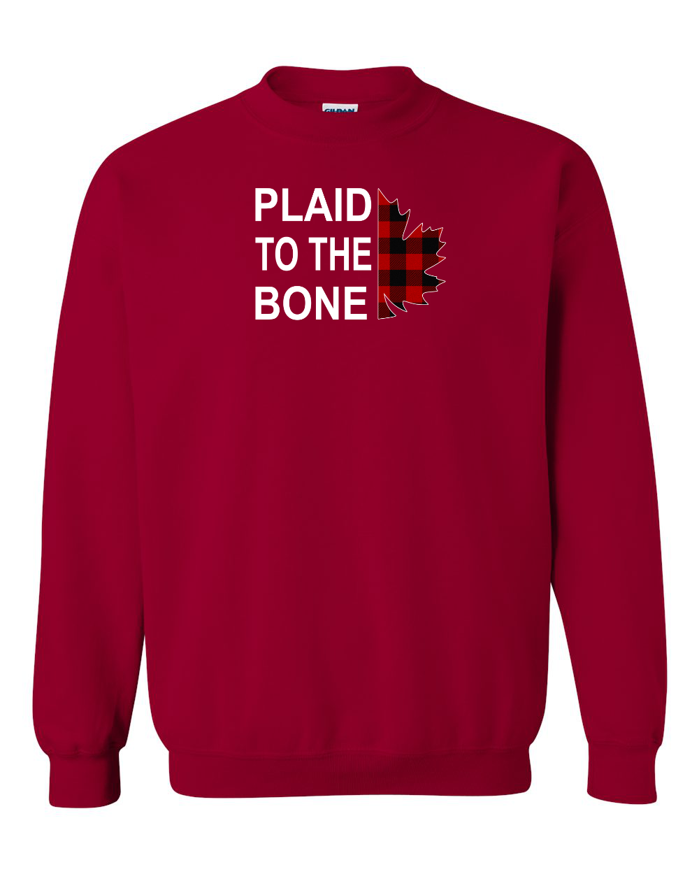 Plaid to the Bone Stacked Leaf Full Crewneck