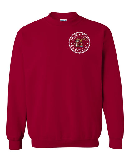 Calm Cool Moose and Beaver Left Chest and Back Crewneck - Gildan Canada (sewn Internationally)