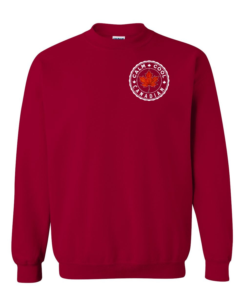 Calm Cool Canadian Leaf Left Chest and Back Crewneck - Gildan Canada (sewn Internationally)