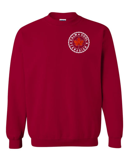 Calm Cool Canadian Leaf Left Chest and Back Crewneck - Gildan Canada (sewn Internationally)