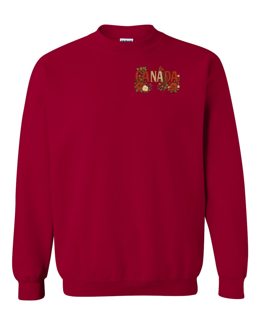 Canada Flowers Left Chest and Back Crewneck - Gildan Canada (sewn Internationally)