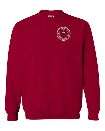 Canadiano just Coffee EH! Male Beaver Left Chest Crewneck - Gildan Canada (sewn Internationally)