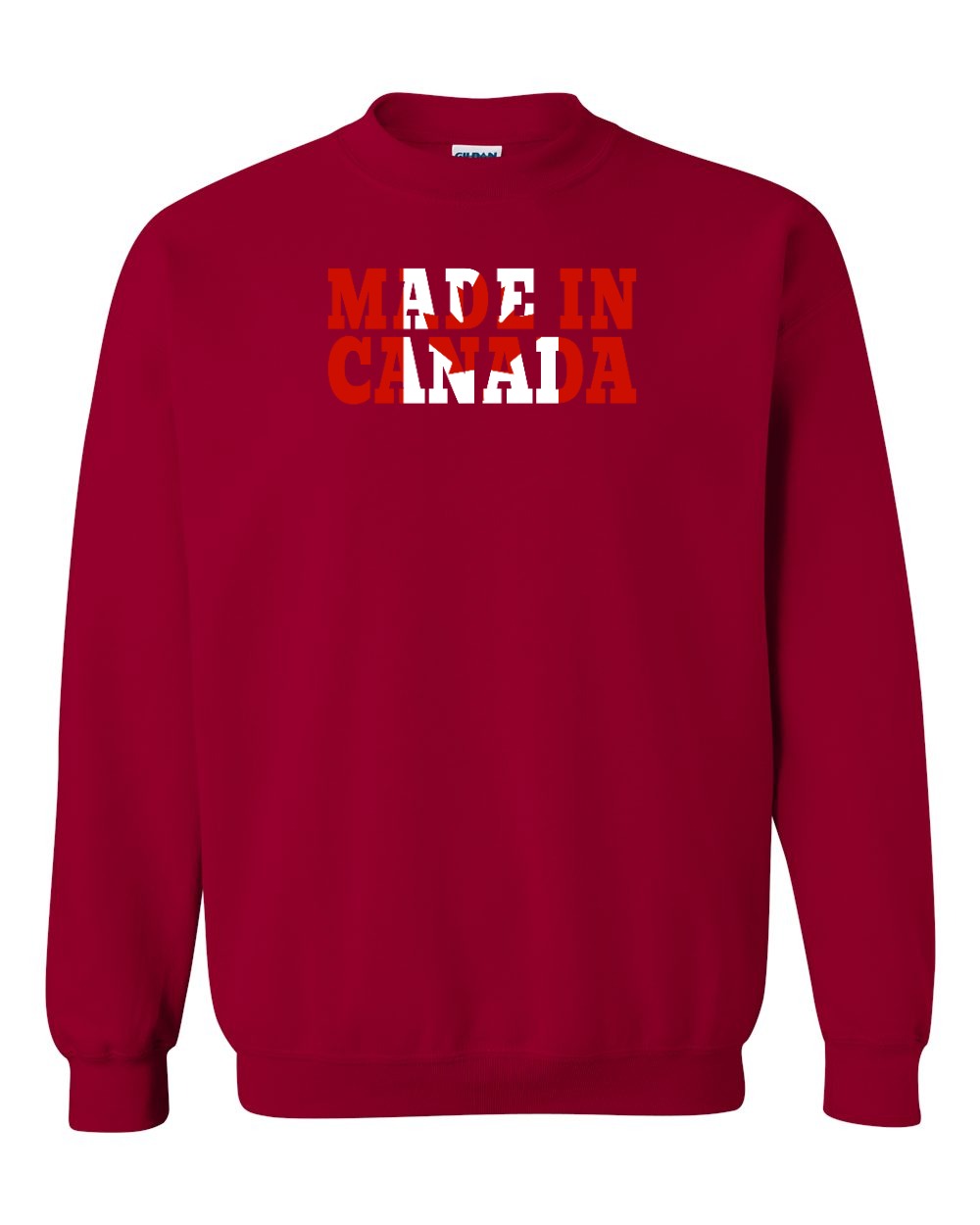 Made in Canada Flag Background Full Crewneck - Gildan Canada (sewn Internationally)