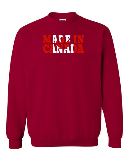 Made in Canada Flag Background Full Crewneck - Gildan Canada (sewn Internationally)