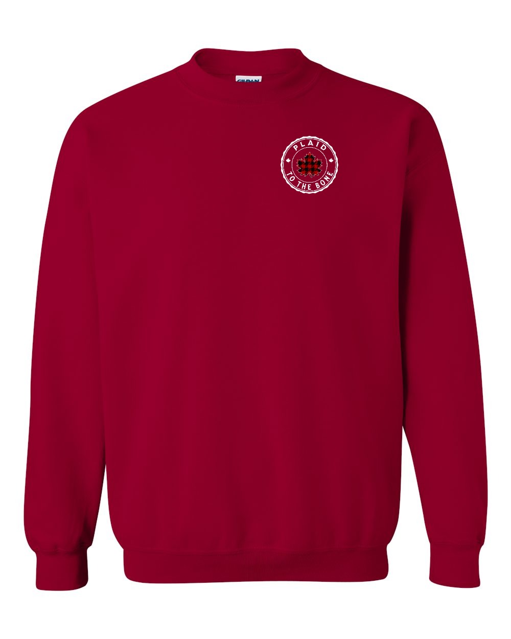Plaid to the Bone Circle Leaf Left Chest and Back Crewneck - Gildan Canada (sewn Internationally)