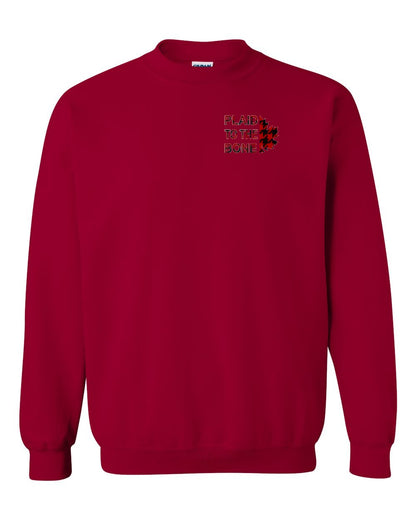 Plaid to the Bone Stacked Leaf Left Chest and Back Crewneck - Gildan Canada (sewn Internationally)
