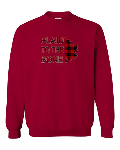 Plaid to the Bone Stacked Leaf Full Crewneck - Gildan Canada (sewn Internationally)