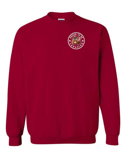 Proud to be Canadian Beaver Left Chest and Back Crewneck - Gildan Canada (sewn Internationally)