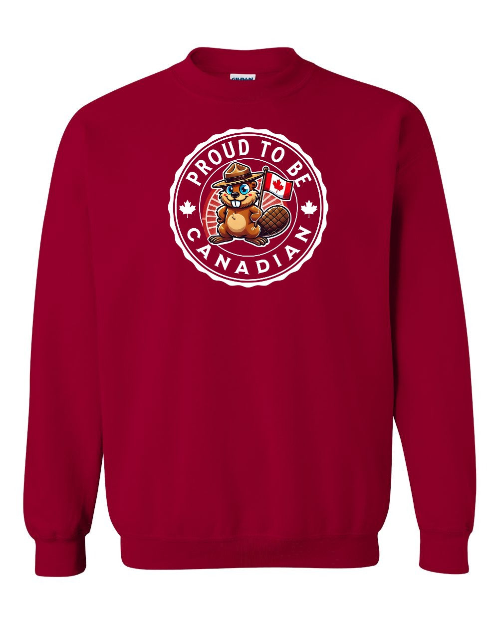 Proud to be Canadian Beaver Full Crewneck - Gildan Canada (sewn Internationally)