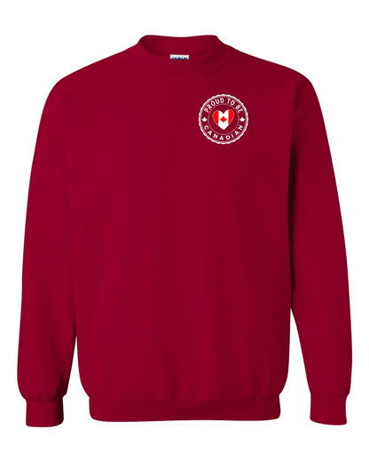 Proud to be Canadian Heart Flag Left Chest Crewneck - Gildan Canada (sewn Internationally)